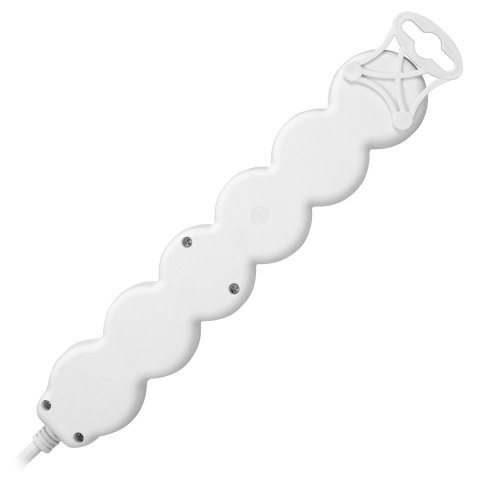 Przedłużacz 5-krotny 2P+Z, z wyłącznikiem, 3m H05VV-F 3x1,5mm2, Imax=16A, płaska wtyczka, biały