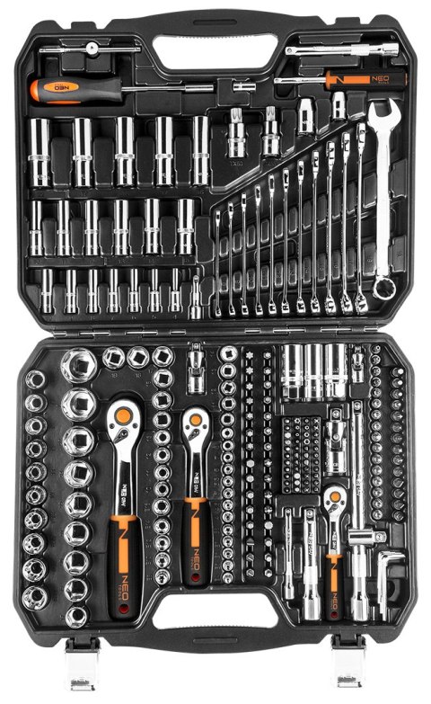 Zestaw kluczy nasadowych 1/2", 3/8", 1/4", 219 szt., CrV
