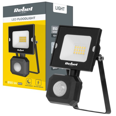 Reflektor LED naświetlacz Rebel 10W z sensorem ruchu i zmierzchu, 4000K, 230V