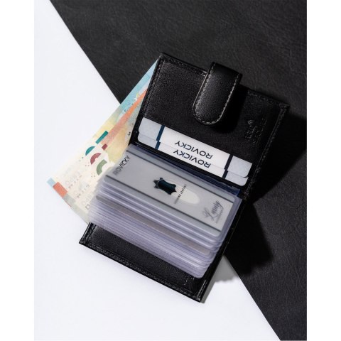 Eleganckie etui na dokumenty w czarnym kolorze wykonane ze skóry naturalnej - Rovicky