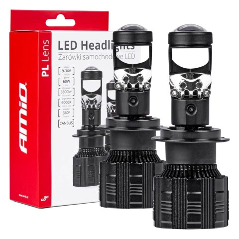 Żarówki samochodowe led seria pl lens h7 soczewka 6000k canbus amio-03668