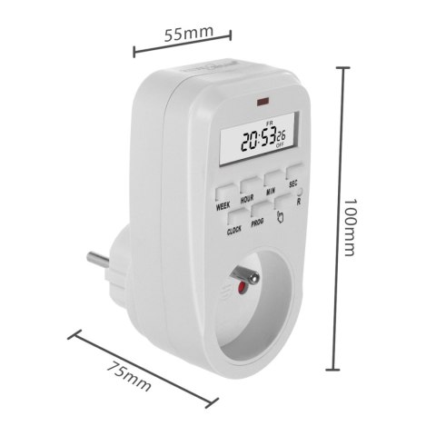 Włącznik czasowy - timer cyfrowy GreenBlue, max. obciążenie 16A, IP20, GB362 E