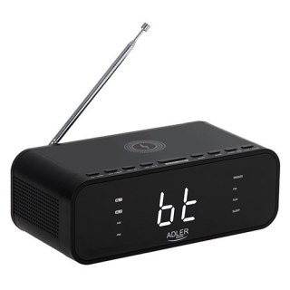 AD 1192 black Radiobudzik z bezprzewodową ładowarką i fm