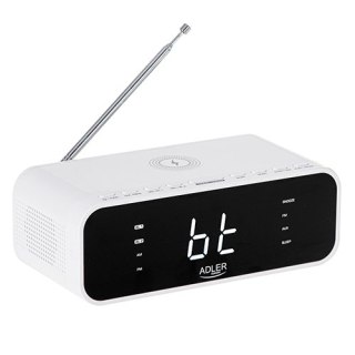 AD 1192 white Radiobudzik z bezprzewodową ładowarką i fm