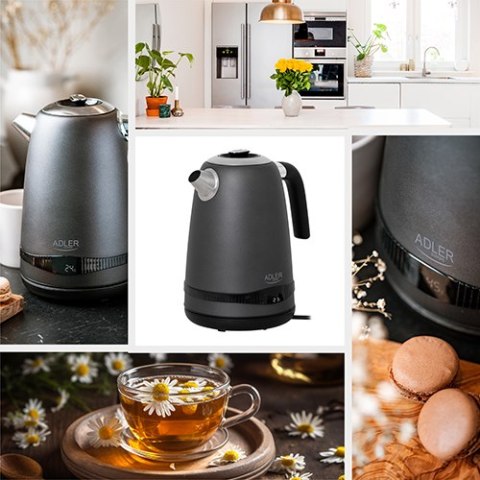 AD 1295 grey Czajnik metalowy 1,7l z lcd & regulacją temperatury