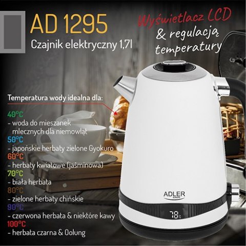 AD 1295 white Czajnik metalowy 1,7l z lcd & regulacją temperatury