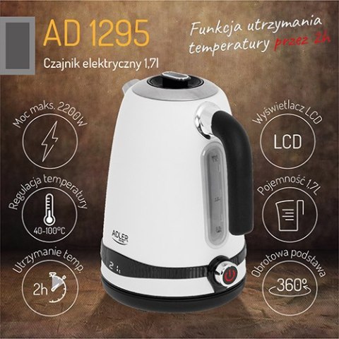 AD 1295 white Czajnik metalowy 1,7l z lcd & regulacją temperatury