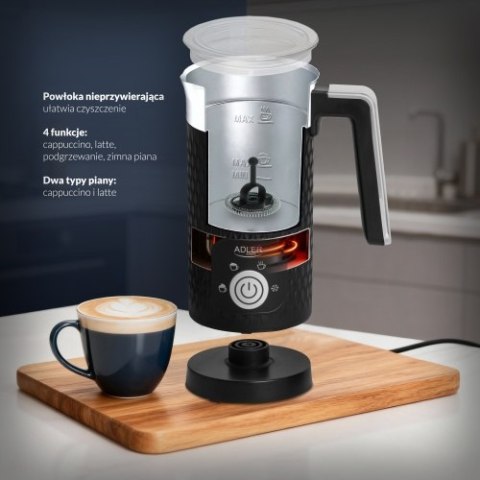 AD 4494 black Spieniacz do mleka - spienianie i podgrzewanie (latte i cappucino)