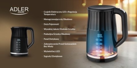 AD 1350 Czajnik metalowy led z regulacją temperatury 1,7l