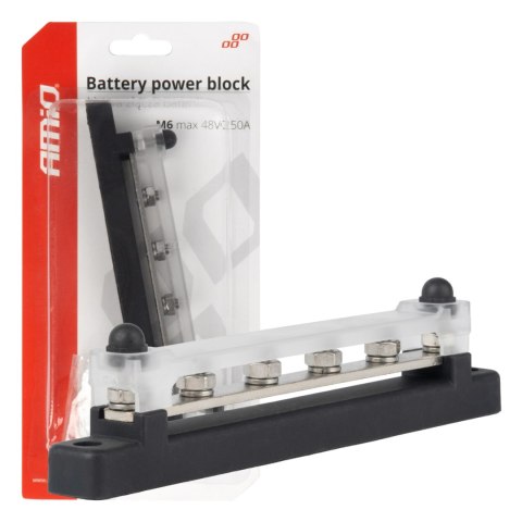 Blok rozdzielczy masy plusa bus bar m6 12v - 48v 250a amio-03808