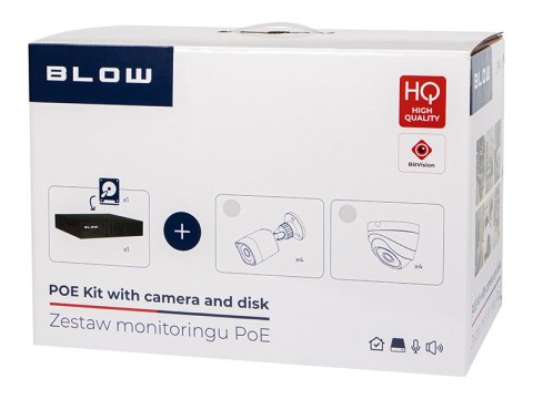 78-671# Zestaw monitoringu poe blow 4x5mp 1tb bl-ki5t4/poe/1tb 4x kamery kopułowe 5mp dysk hdd1tb