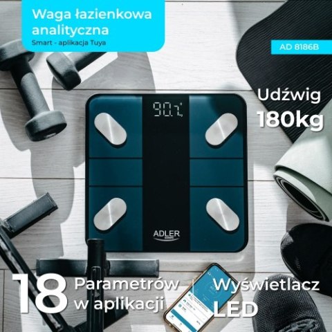 AD 8186 Black Waga łazienkowa analityczna smart - aplikacja tuya