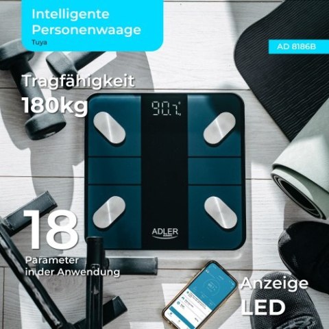 AD 8186 Black Waga łazienkowa analityczna smart - aplikacja tuya