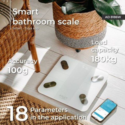 AD 8186 white Waga łazienkowa analityczna smart - aplikacja tuya