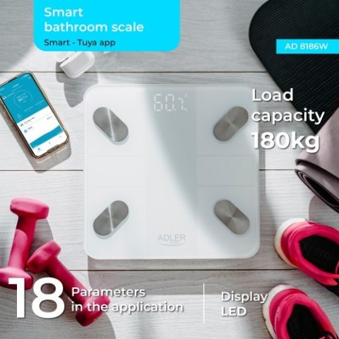 AD 8186 white Waga łazienkowa analityczna smart - aplikacja tuya