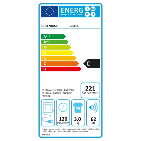 Suszarka elektryczna bębnowa do ubrań GreenBlue, 3kg wsad, GB415