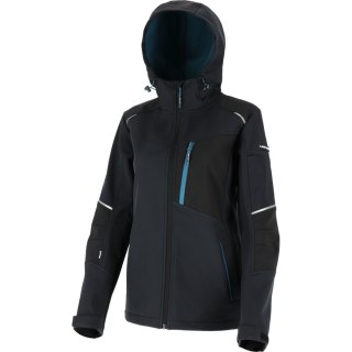 Kurtka softshell z kapt. damska czar.-turkus., "m", ce,lahti