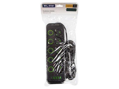 98-208# Przedłużacz sieciowy ps-530s 5-gniazd 4xusb 1xusb-c 3m czarny 3x1mm