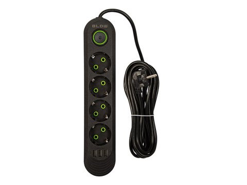 98-222# Przedłużacz sieciowy ps-450 4-gniazda 3xusb 5m czarny 3x1mm