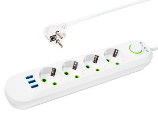 98-225# Przedłużacz sieciowy ps-450 4-gniazda 3xusb 5m biały 3x1mm