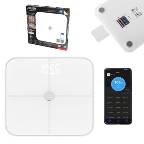 AD 8187 White Waga łazienkowa analityczna smart - aplikacja fitgo