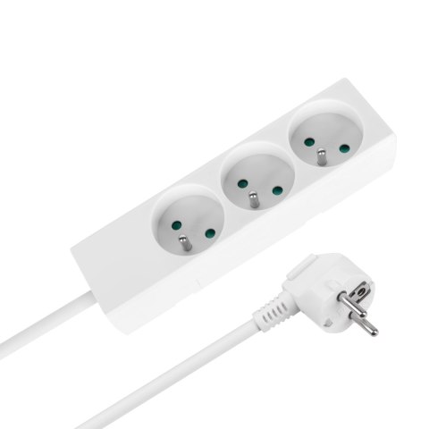 Przedłużacz 3 gniazda 3m typu francuskiego bez przełącznika (3x1,5mm) Rebel biały