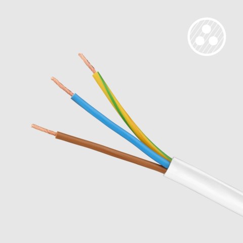 Przedłużacz 3 gniazda 3m typu francuskiego bez przełącznika (3x1,5mm) Rebel biały