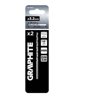 Wiertła do metalu HSS, DIN 338, 3.2 mm, 2 szt.