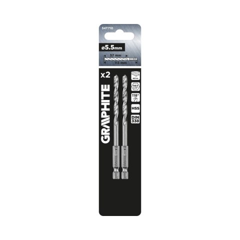 Wiertło do metalu Hex 5.5 mm, 2 szt.