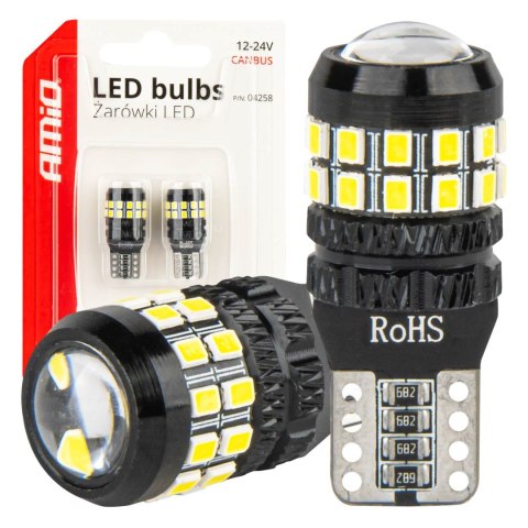 Żarówki led canbus t10 w5w 27smd 2016 white 12v 24v amio-04258
