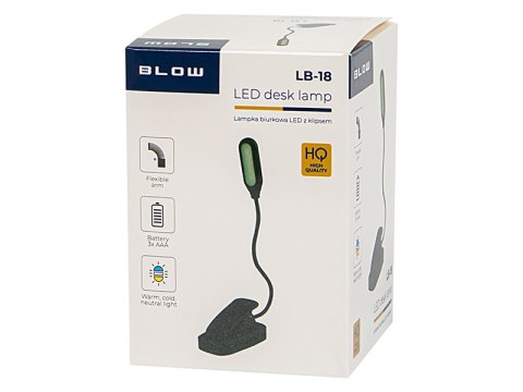 44-162# Lampka biurkowa led lb-18 z klipsem czarna`