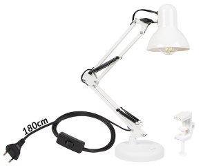 44-167# Lampka biurkowa led lb-22 kreślarska 2w1 e27 biała