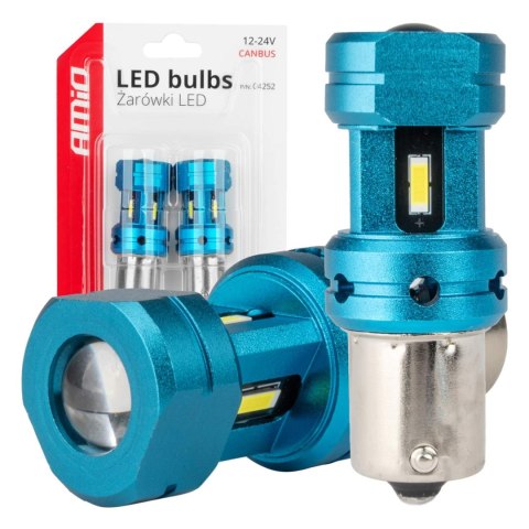 Żarówki led canbus 1156 ba15s p21w r10w r5w 4smd 1860 white 12v 24v amio-04252