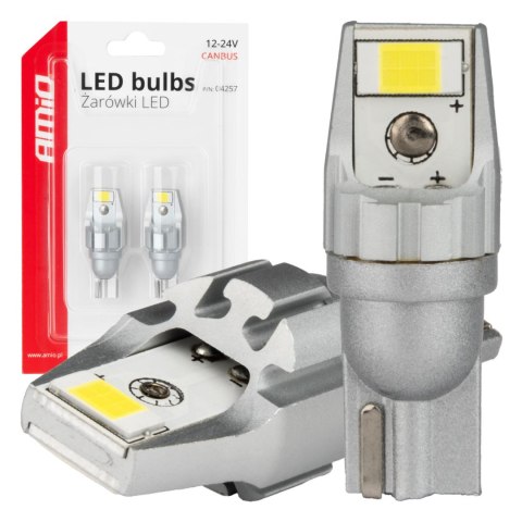 Żarówki led canbus t15 w16w 2smd 3570 white 12v 24v amio-04257