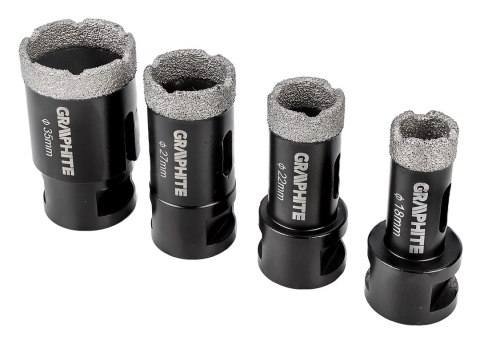 Otwornice diamentowe (18, 22, 27, 35 mm), zestaw 4 szt.