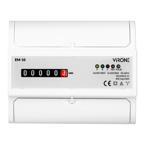 3-fazowy analogowy wskaźnik zużycia energii elektrycznej, 100A, 7 modułów, DIN TH-35mm