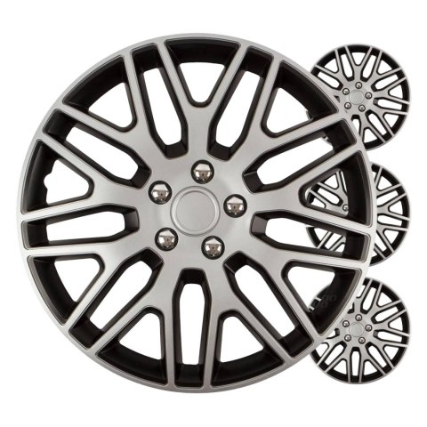 Kołpaki samochodowe 4szt. komplet dakar czarno srebrne 14" cali color box