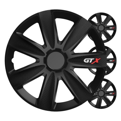 Kołpaki samochodowe 4szt. komplet gtx carbon czarny 17" cali color box