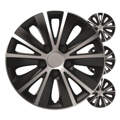 Kołpaki samochodowe 4szt. komplet rapide czarno srebrne 14" cali color box