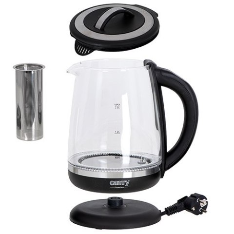 CR 1290 black Czajnik szklany 2,0 l z zaparzaczem oraz regulacją temp.