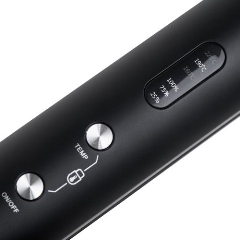 AD 2327 black Prostownica bezprzewodowa podróżna usb-c, ceramiczne płytki 22 x 90 mm, 3 temperatury 160/190/220°c, led, etui