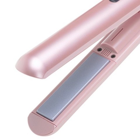 AD 2327 pink Prostownica bezprzewodowa podróżna usb-c, ceramiczne płytki 22 x 90 mm, 3 temperatury 160/190/220°c, led, etui