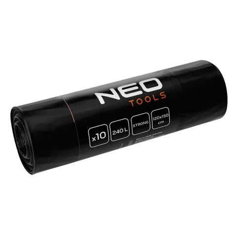 Worki na odpady budowlane 240 L, czarne, 10 sztuk, 60 mic