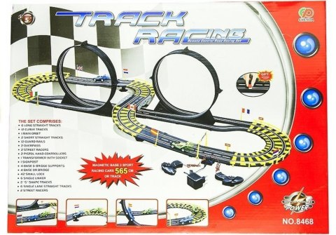 Tor Samochodowy Track Racing Dwa Auta Pętle Zasilacz 565 cm