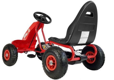Gokart na Pedały A-18 Pompowane Koła Regulowany Fotel Czerwony