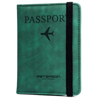 Etui na dokumenty/paszport wykonane ze skóry ekologicznej w zielonym kolorze - Peterson