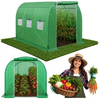 Tunel Ogrodowy Foliowy Szklarnia Na Warzywa Z Oknami Zielony UV 2x3 M 6M?