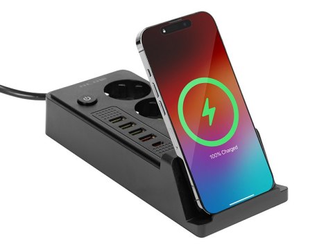 98-237# Przedłużacz sieciowy ps-350u 3-gniazda 4xusb+usb-pd 3m ładowarka indukcyjna