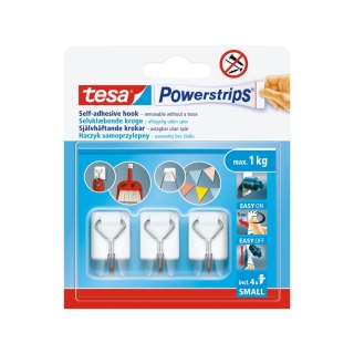 Haczyki samoprzylep.powerstrips 3 szt.druciane białe