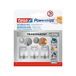 Haczyki samoprzylep.powerstrips 3 szt.druciane przezroczyste